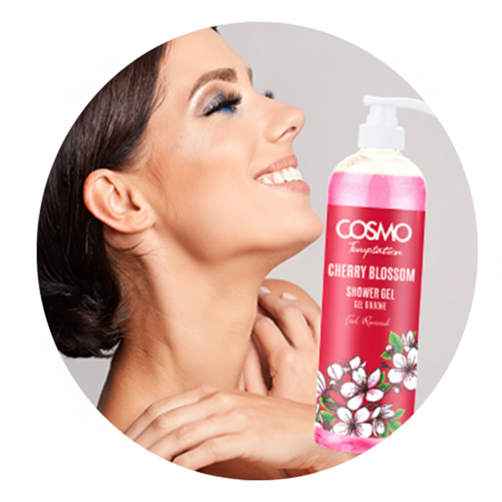 cosmo cherry blossom shower gel 1000ml soft fresh floral cleansing body wash for smooth scented and refreshed skin