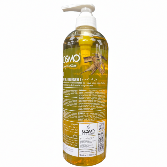 COSMO Temptation Oud Shower Gel 1000ml | Luxurious Deep Cleanse Body Wash