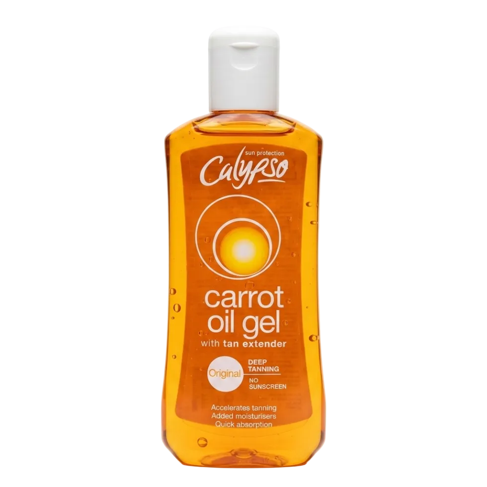 Calypso carrot oil gel 200ml with tan extender for lightweight hydration and radiant glow