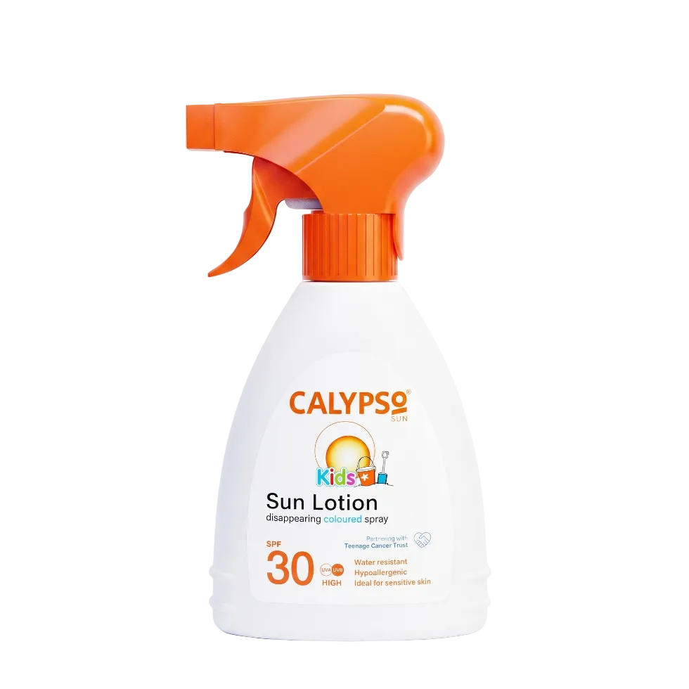Calypso kids coloured spray SPF lotion 200ml disappearing blue sun protection for kids