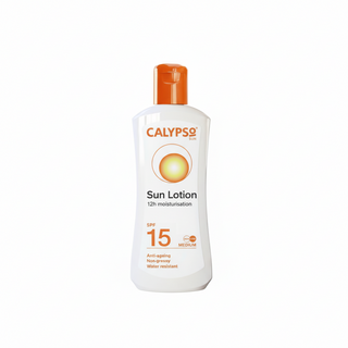Calypso sun lotion SPF 15 200ml with 12h moisturisation for daily hydration and protection