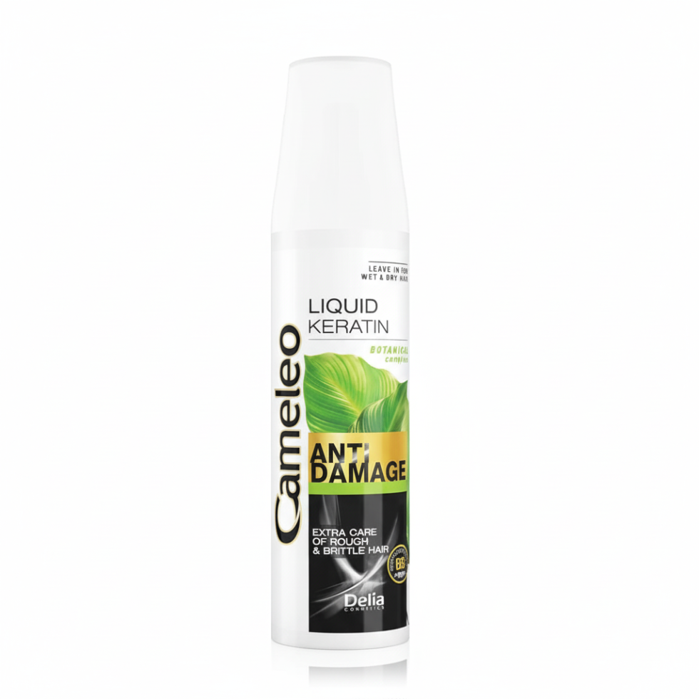 cameleo liquid keratin spray repairs strengthens damaged hair smooth frizz shine heat protection