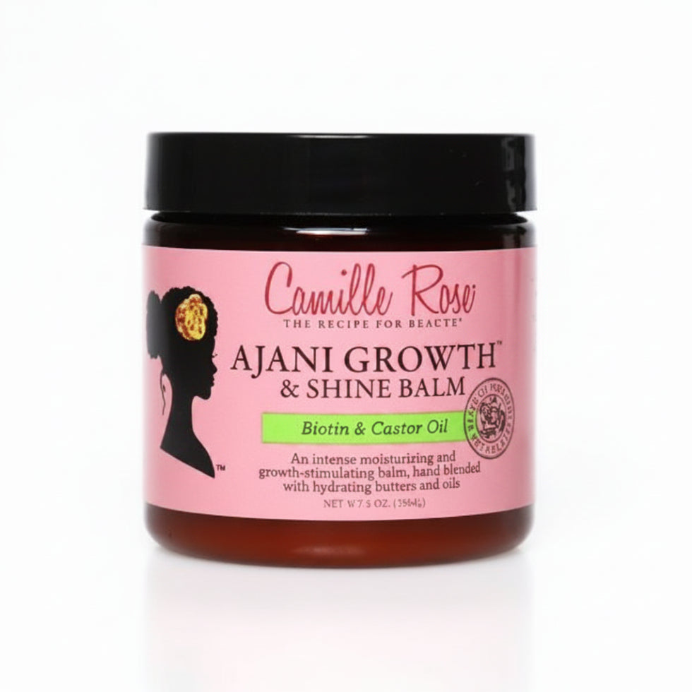 Camille Rose Ajani Growth and Shine Balm 120ml moisturizing scalp and hair treatment for soft shiny healthy textured hair
