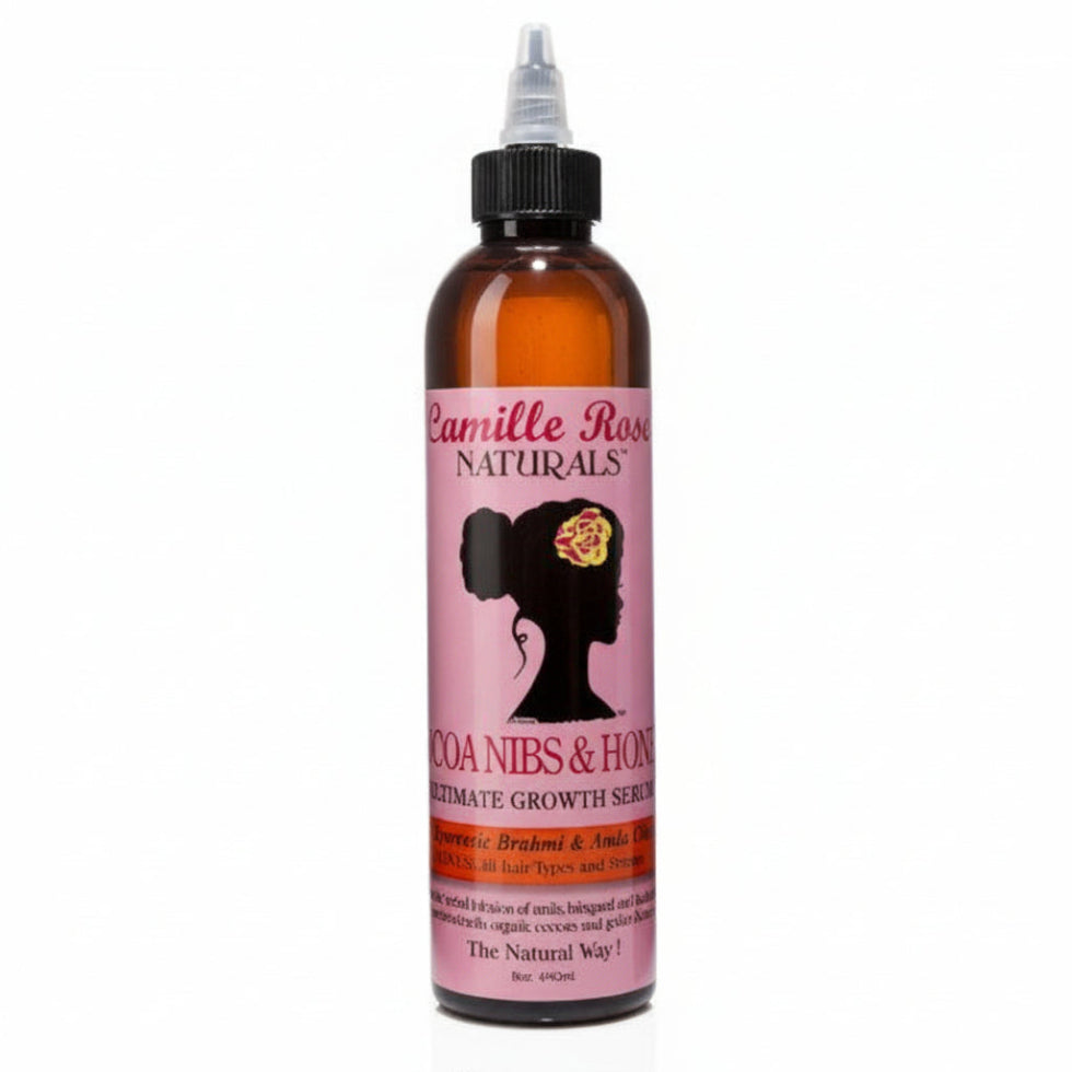 Camille Rose Cocoa Nibs and Honey Ultimate Growth Serum 240ml nourishing scalp and hair care for soft shiny healthy textured hair