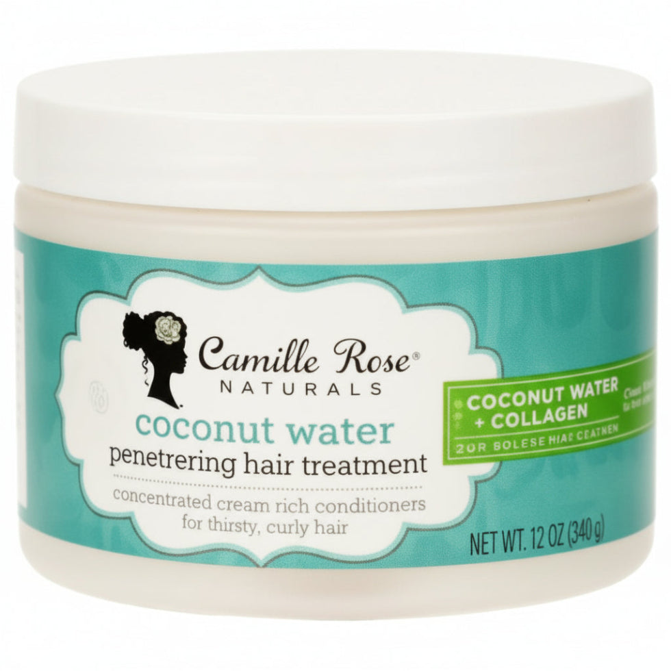 camille rose naturals coconut water penetrating hair treatment 240ml deep moisturizing hair repair treatment for soft shiny hydrated and healthy curly textured hair care