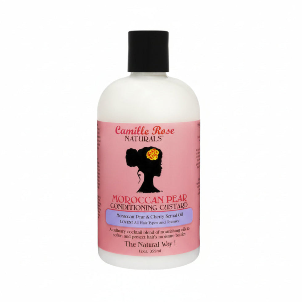camille rose moroccan pear conditioning custard 355ml deep moisturizing hair treatment for soft shiny detangled and healthy curly textured hair care