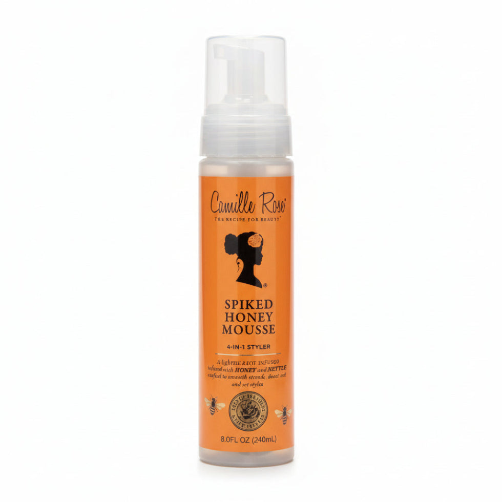 camille rose spiked honey mousse 4 in 1 styler 240ml curl defining styling mousse for soft shiny frizz free and healthy curly textured hair