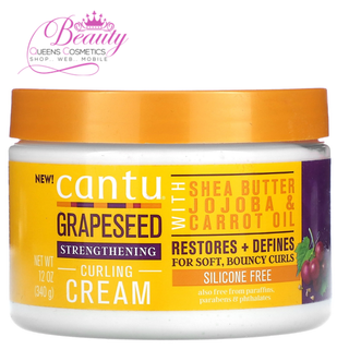 Cantu Grapeseed Strengthening Curl Cream 12oz | Moisturize & Define Soft, Bouncy Curls