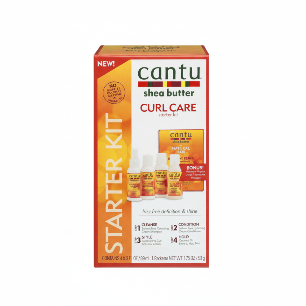 cantu 4 piece curl care starter kit 3oz travel trial hair care set