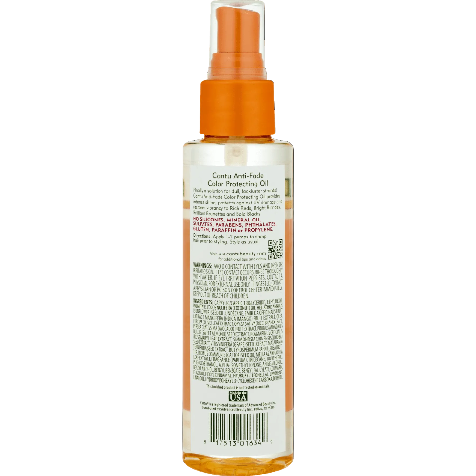 cantu anti fade amla color protecting oil 4oz UV shield shine hair care