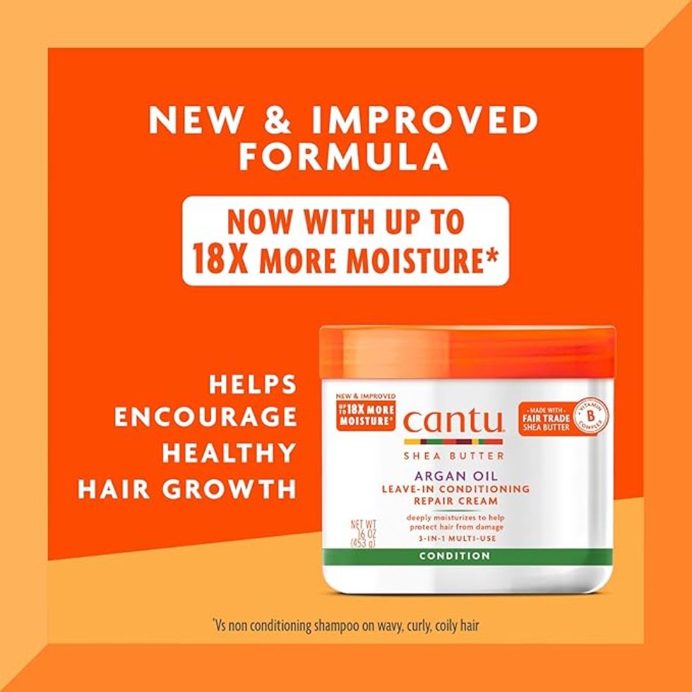 cantu argan oil leave in conditioning repair cream 16oz hydrate repair hair care cream