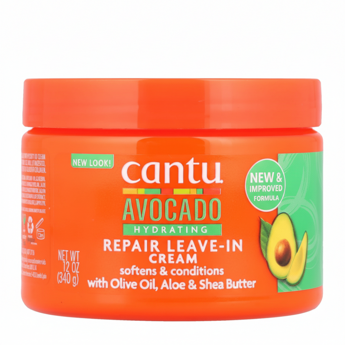 cantu avocado hydrating repair leave in cream 12oz softens strengthens curls