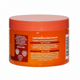 cantu define shine custard 12oz 48 hour hold curl definition styling cream