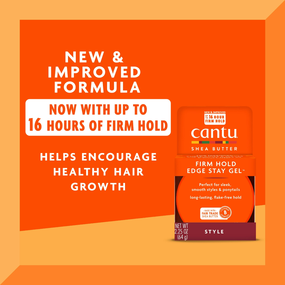 cantu extra hold edge stay gel 64g sleek long lasting hold hair styling
