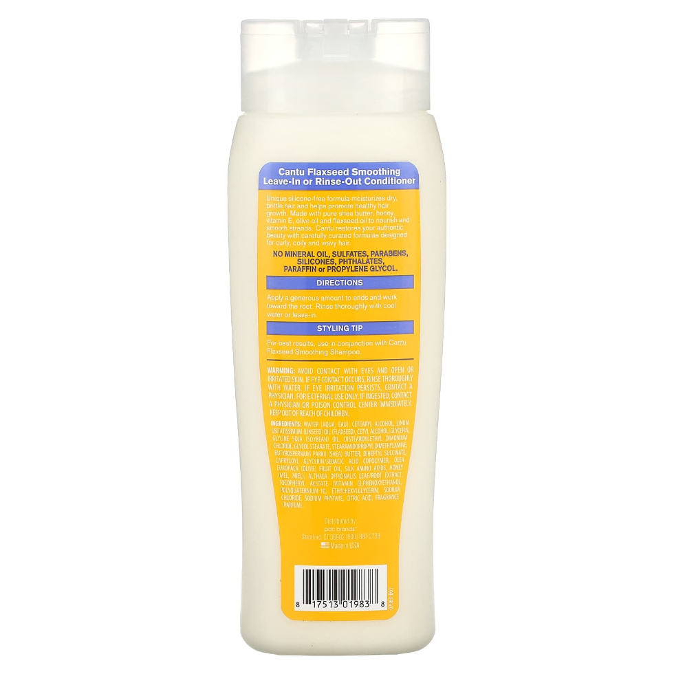 cantu flaxseed smoothing conditioner 13.5oz leave in rinse out hydrating hair care