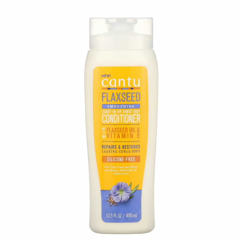 cantu flaxseed smoothing conditioner 13.5oz leave in rinse out hydrating hair care