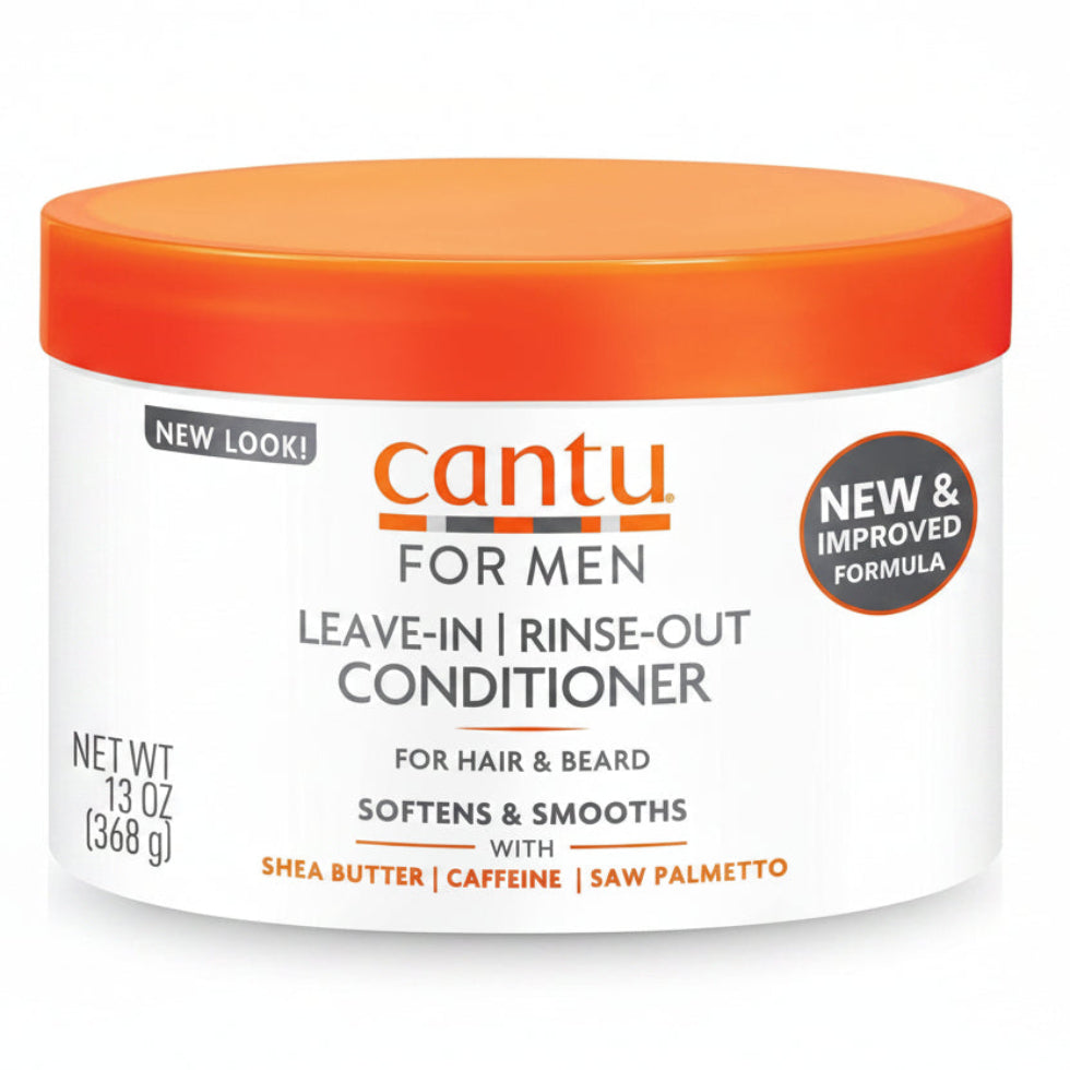 cantu for men leave in rinse out conditioner 13oz shea butter caffeine saw palmetto