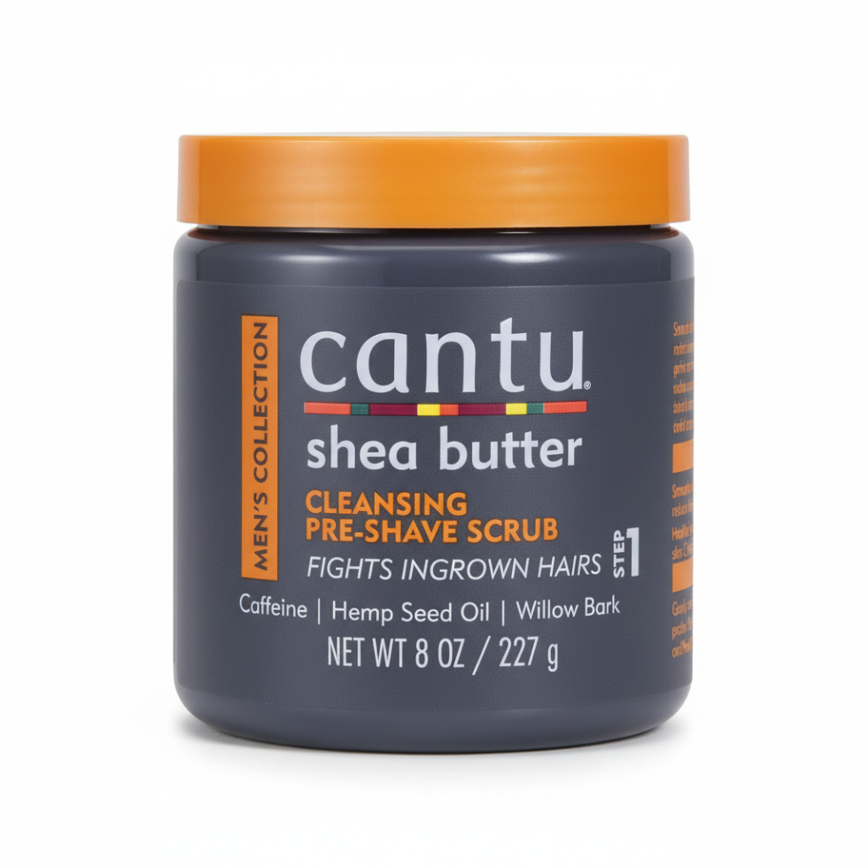 cantu mens pre shave scrub 8oz exfoliate hydrate prevent ingrown hairs