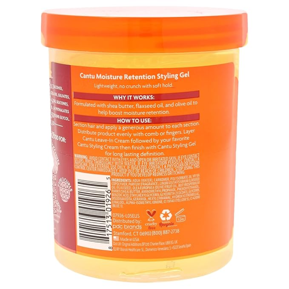 cantu flexible hold moisture retention styling gel flaxseed olive oil 18.5oz curl gel