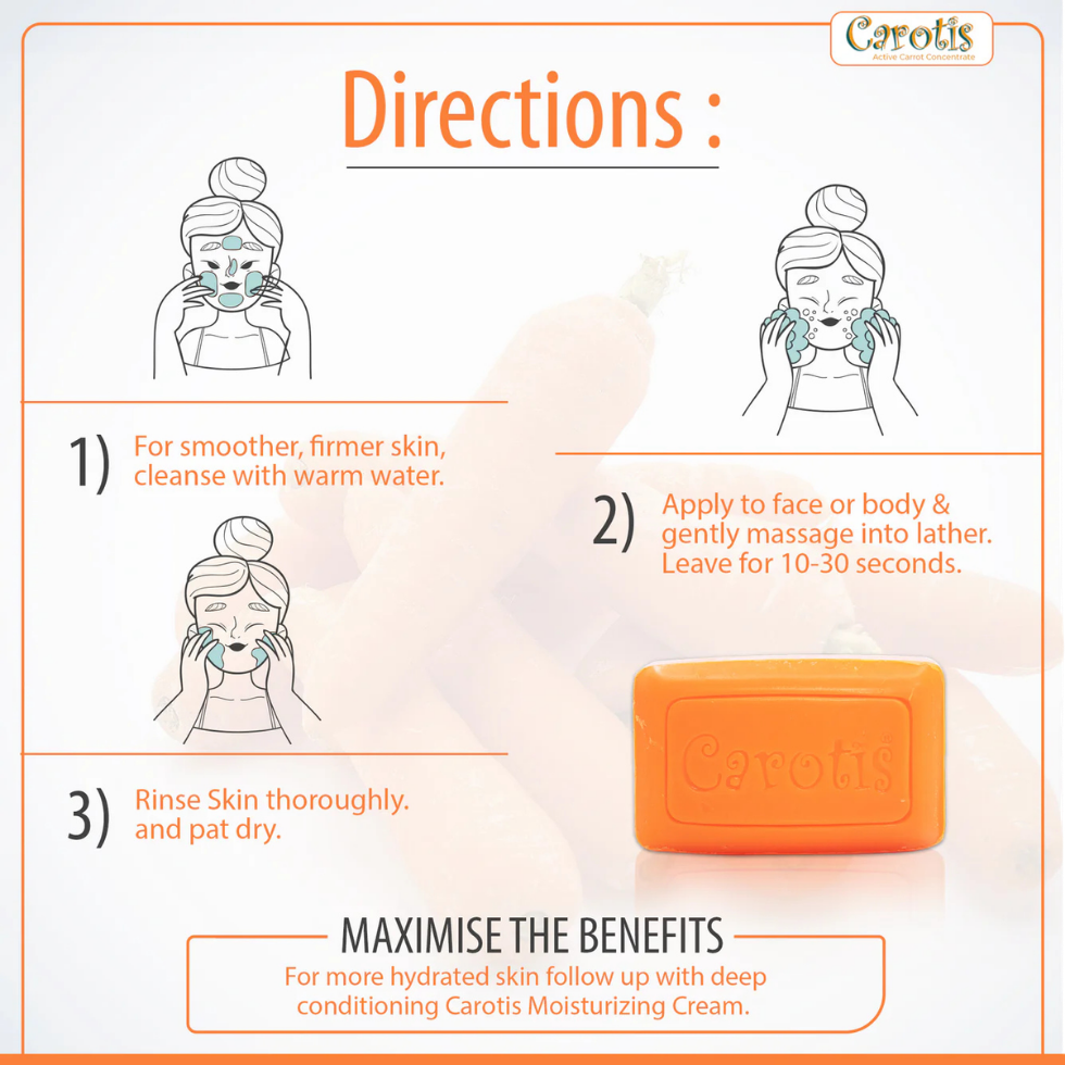 Carotis beauty soap gently cleanses and brightens skin for smooth radiant glow