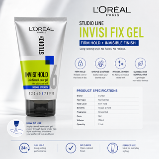L'Oral Paris Studio Line Invisi'Hold 24h Natural Clear Gel Normal Strength 150ml
