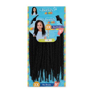 cherish junior box braid 3x 9 inch shade 1 jet black lightweight braiding hair extensions protective styles kids braids