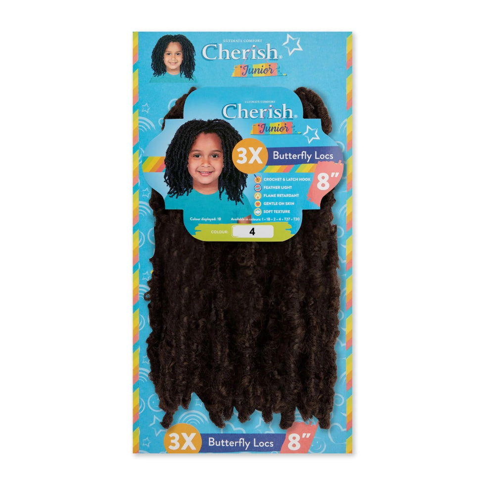 Cherish Junior Kids Bulk Butterfly Locs 3X Pack 8 inch lightweight protective styling hair for children 4