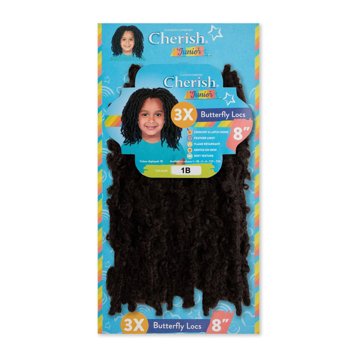 Cherish Junior Kids Bulk Butterfly Locs 3X Pack 8 inch lightweight protective styling hair for children1b