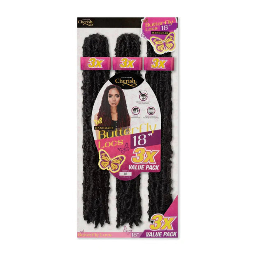 cherish pre looped butterfly locs 18 inch shade 1b lightweight crochet hair natural black boho protective loc style synthetic extensions product