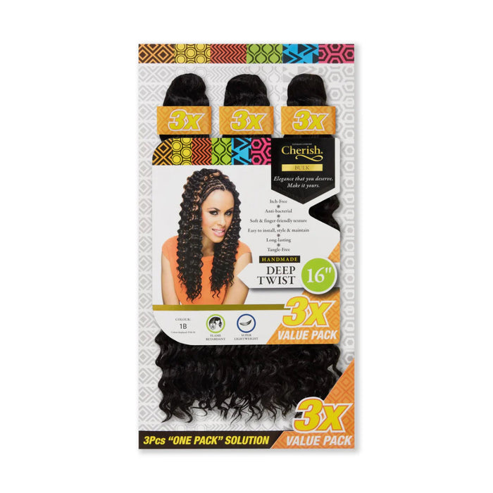Cherish Ultimate Comfort Deep Twist Bulk 3X Pack 16 inch synthetic braiding hair extensions