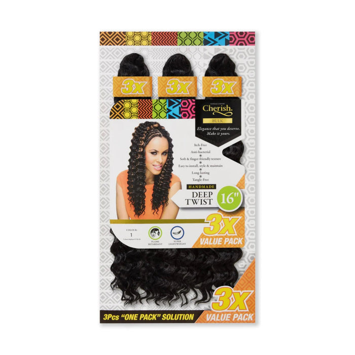 Cherish Ultimate Comfort Deep Twist Bulk 3X Pack 16 inch synthetic braiding hair extensions