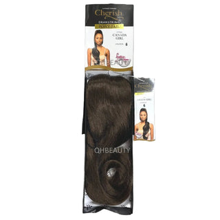 Cherish Ultimate Comfort Drawstring Ponytail Canada Girl curly hair extension shade 6 warm brown voluminous curls