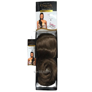 Cherish Ultimate Comfort Drawstring Ponytail Canada Girl curly hair extension shade 8 light brown voluminous curls