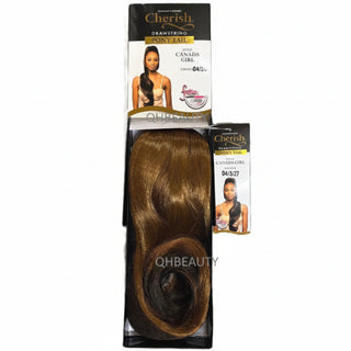 Cherish Ultimate Comfort Drawstring Ponytail Canada Girl curly hair extension D4/3/27 dark brown blonde blended curls