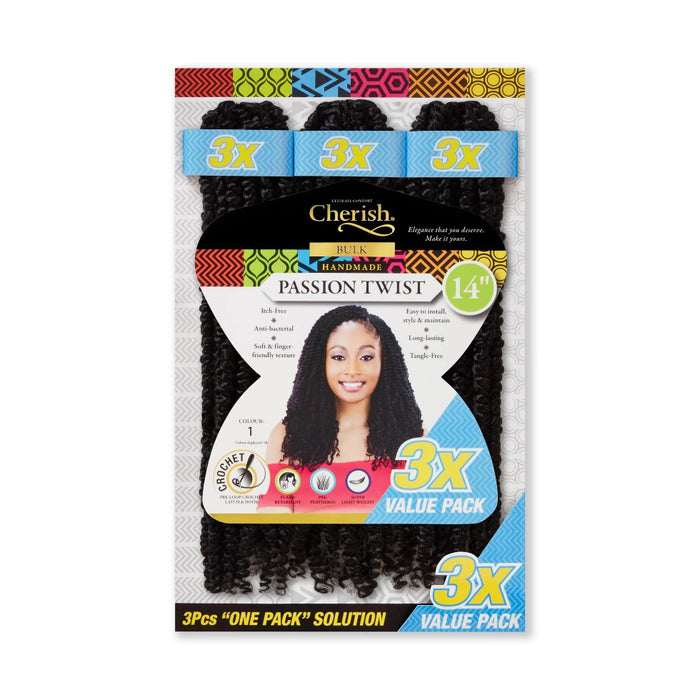 Cherish Ultimate Comfort Passion Twist 3X Pack 14 inch synthetic braiding hair extensions