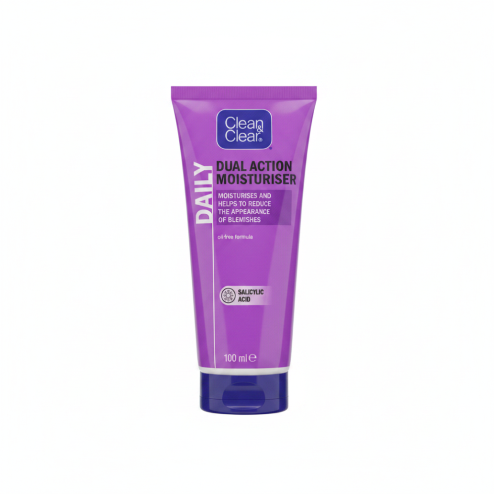 clean and clear dual action moisturiser 100ml oil free acne control hydrating smooth clear skin