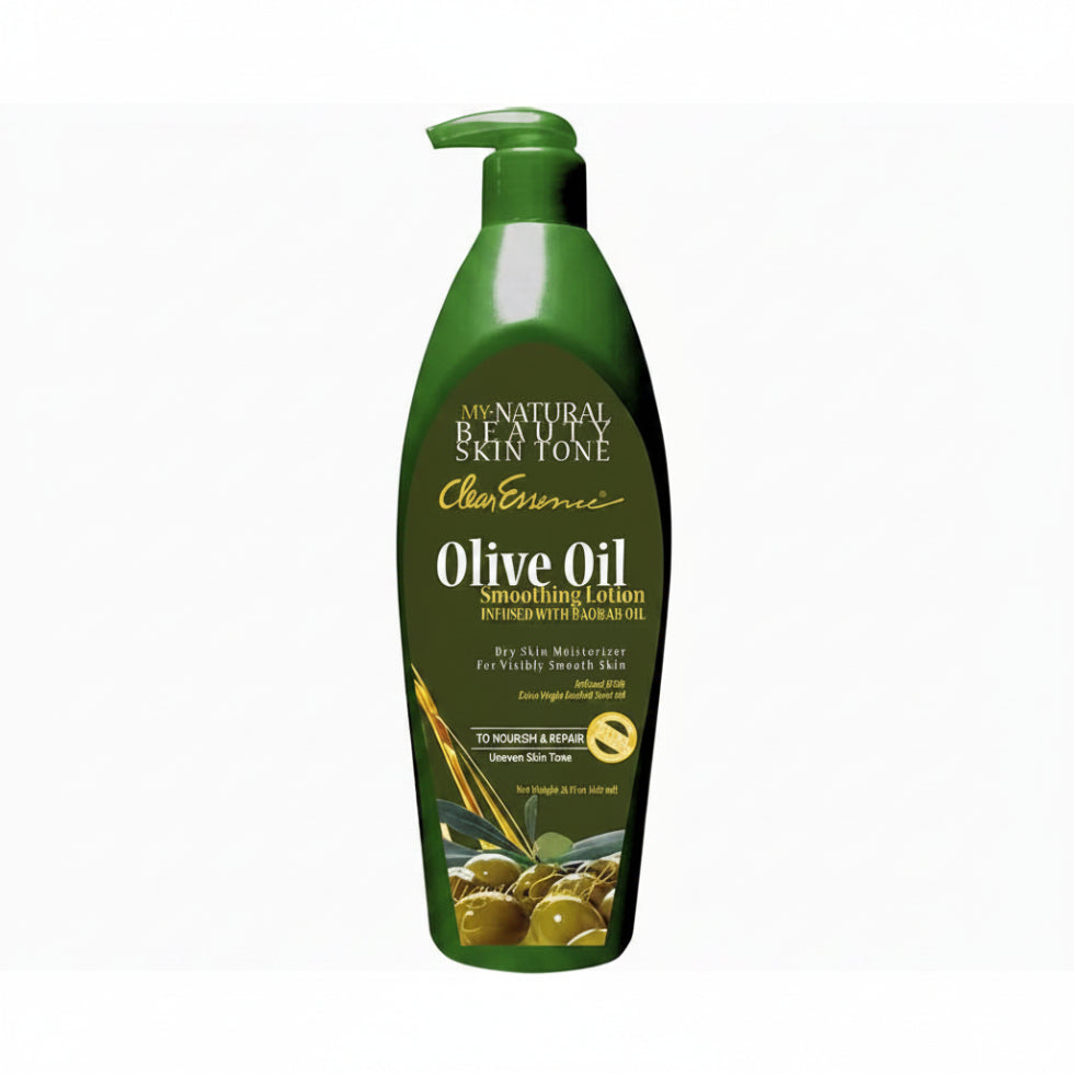 clear essence my natural beauty olive oil smoothing lotion 621ml hydrating baobab oil body lotion for smooth soft glowing skin
