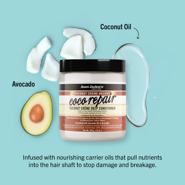 Aunt Jackie’s Coco Repair Coconut Crème 15oz | Deep Conditioner & Hair Repair