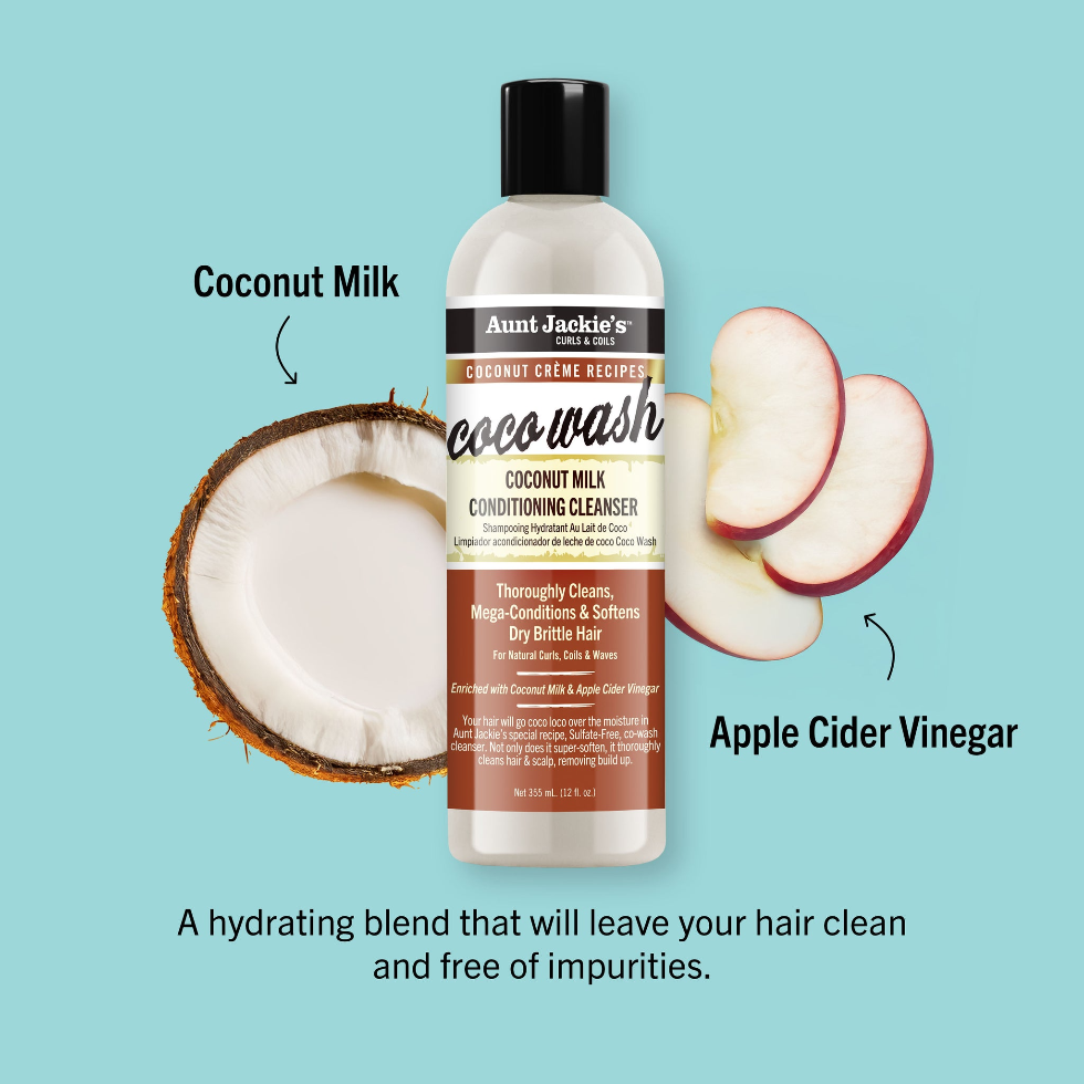 aunt jackies coco wash coconut milk cleanser 12oz conditioning hair wash curly hair care
