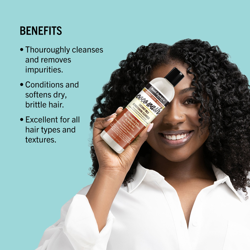 aunt jackies coco wash coconut milk cleanser 12oz conditioning hair wash curly hair care