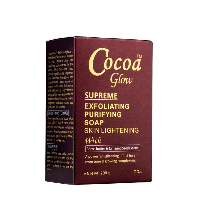Cocoa Glow Supreme Exfoliating Soap 200g | Brightening Deep Clean Bar