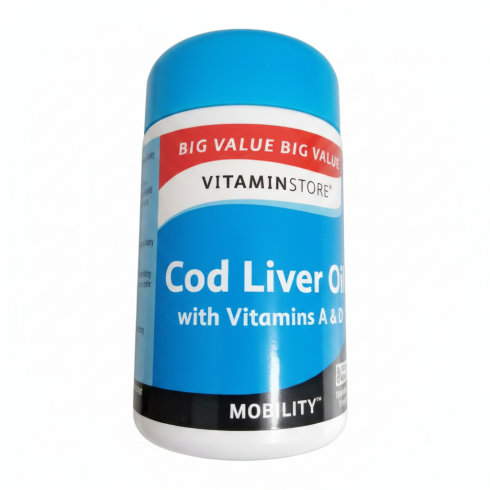 cod liver oil capsules with vitamin a and d mobility bone health support supplement uk made capsules