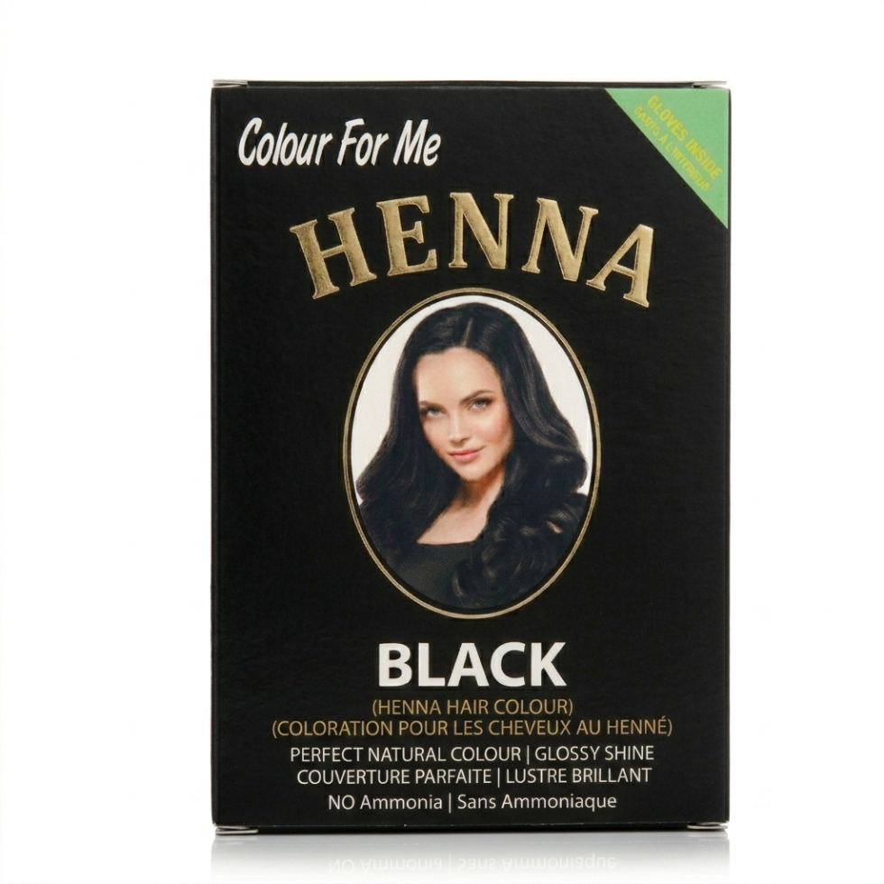Color For Me henna dye black natural herbal hair colour 6x10g sachets grey coverage