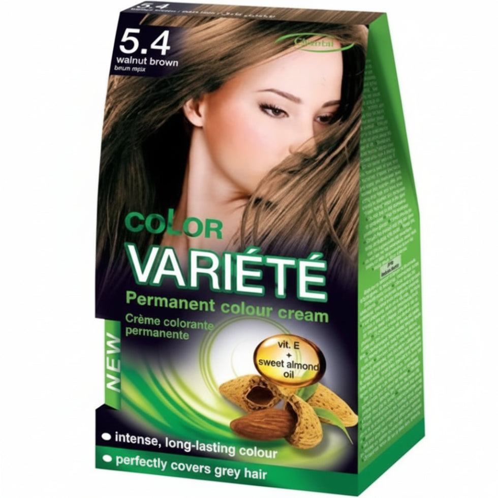 color variete permanent colour cream 5.4 walnut brown hair dye for grey coverage natural warm brown tone long lasting cream hair color salon finish