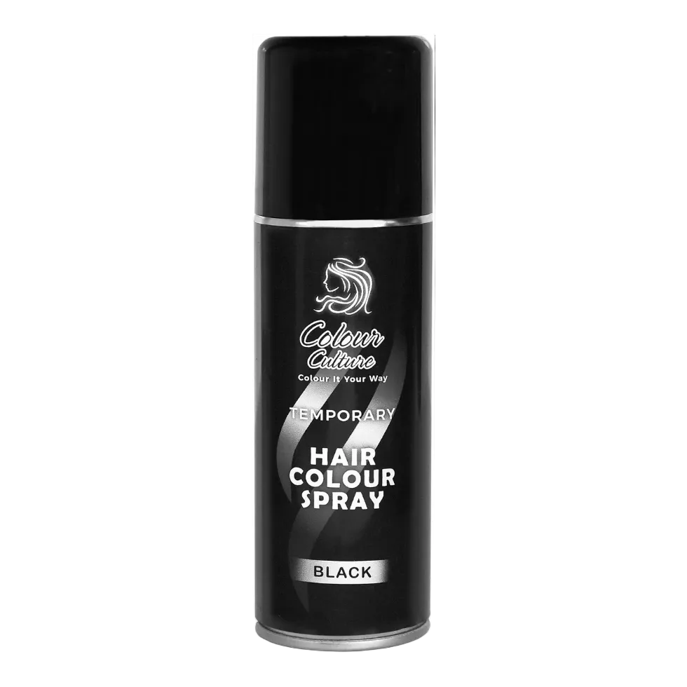 Colour culture black hair colour spray 125ml temporary bold black hair spray for natural coverage and styling look