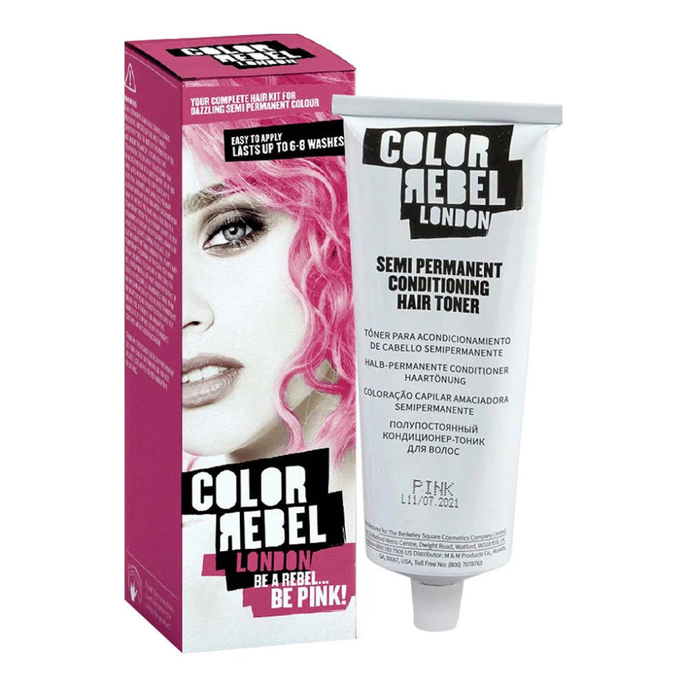 colour rebel london pink semi permanent hair colour 100ml vibrant shine hair dye for bold pink fashion hair color transformations