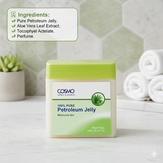 Cosmo Aloe Vera 100% Pure Petroleum Jelly 500ml- Deep Hydration & Skin Protection