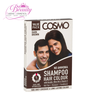 Cosmo Brown Hair Dye Shampoo 25ml- Ammonia-Free 100% Grey Coverage in 5 Minutes