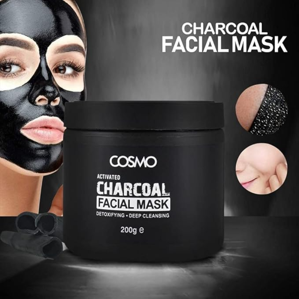 Cosmo activated charcoal face mask 200g deep pore cleansing blackhead removal mask for oily skin detox purifying facial care for smooth clear refreshed skin appearance