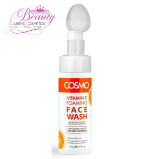 Cosmo Vitamin C Foaming Face Wash 175ml- Brightening Cleanser with Deep-Clean Brush